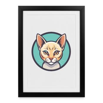 Burmilla Chat Race Dessin Animé Kawaii Animal Pet - Affiche encadrée (27 × 37 cm) - noir - Devant
