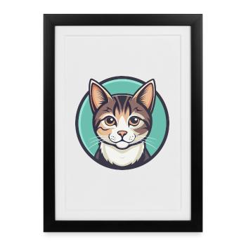 Domestic Cat Breed Cartoon Kawaii Animal Pet - Framed poster (27 × 37 cm) - black - Front