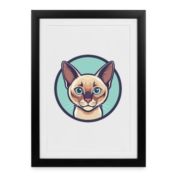 European Burmese Cat Breed Cartoon Kawaii Animal - Framed poster (27 × 37 cm) - black - Front