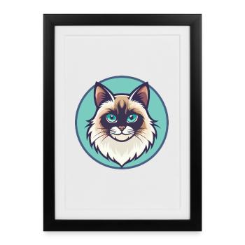 Neva Mascarade Chat Race Dessin Animé Kawaii Animal - Affiche encadrée (27 × 37 cm) - noir - Devant