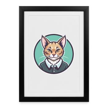 Brume australienne Chat Race Dessin animé Kawaii Animal - Affiche encadrée (27 × 37 cm) - noir - Devant