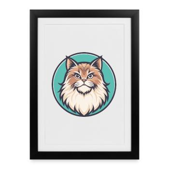 British Longhair Cat Breed Cartoon Kawaii Animal - Framed poster (27 × 37 cm) - black - Front