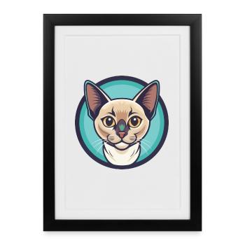 Burmese Cat Breed Cartoon Kawaii Animal Pet - Framed poster (27 × 37 cm) - black - Front
