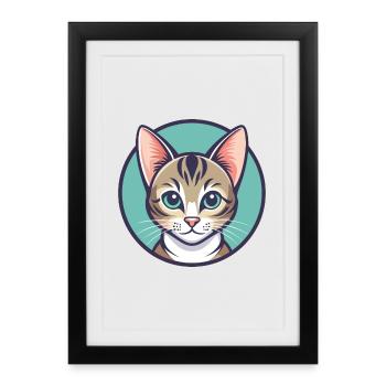 European Shorthair Cat Breed Cartoon Kawaii Animal - Framed poster (27 × 37 cm) - black - Front