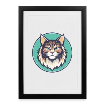 Siberian Cat Breed Cartoon Kawaii Animal Pet - Framed poster (27 × 37 cm) - black - Front