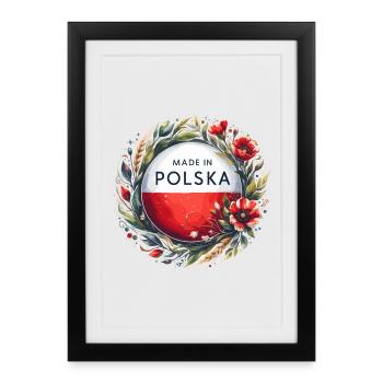 Made in Polska Polen polnisch rot weiß Geschenk - Gerahmtes Poster (27 × 37 cm) - Schwarz - Vorne