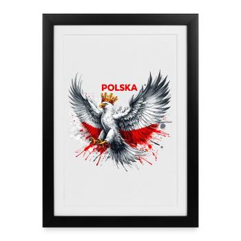 Poland Polska Polish Red White Eagle Crown Gift - Framed poster (27 × 37 cm) - black - Front