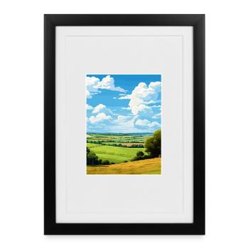 Kent Downs Aonb Affiche de voyage Souvenir Peinture WPA - Affiche encadrée (27 × 37 cm) - noir - Devant