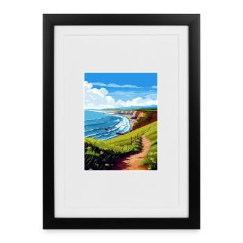 North Devon Aonb Travel Poster Souvenir Paint WPA - Framed poster (27 × 37 cm) - black - Front