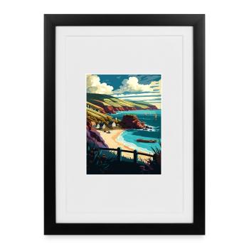 South Devon Anob Travel Poster Souvenir Paint WPA - Framed poster (27 × 37 cm) - black - Front