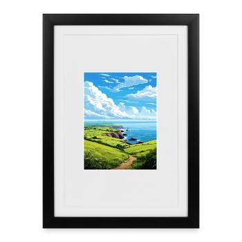 South Devon Aonb Travel Poster Souvenir Paint WPA - Framed poster (27 × 37 cm) - black - Front