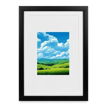 South Downs Aonb Affiche de voyage Souvenir Peinture WPA - Affiche encadrée (27 × 37 cm) - noir - Devant