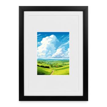 South Downs Aonb Affiche de voyage Souvenir Peinture WPA - Affiche encadrée (27 × 37 cm) - noir - Devant