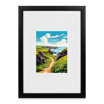 Hartland Quay Devon Vintage Travel Poster Souvenir - Framed poster (27 × 37 cm) - black - Front