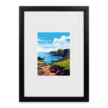 Causeway Coast Aonb Vintage Reiseposter Souvenir - Gerahmtes Poster (27 × 37 cm) - Schwarz - Vorne