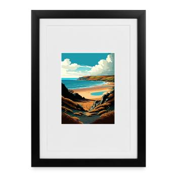 Péninsule de Gower Anob Affiche de voyage Souvenir WPA - Affiche encadrée (27 × 37 cm) - noir - Devant