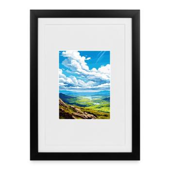 Mourne Mountains Aonb Travel Poster Souvenir WPA - Framed poster (27 × 37 cm) - black - Front