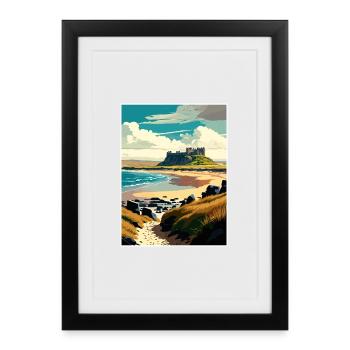 Northumberland Coast Anob Affiche de voyage souvenir - Affiche encadrée (27 × 37 cm) - noir - Devant