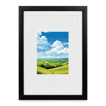 North Wessex Downs Aonb Voyage Affiche Souvenir WPA - Affiche encadrée (27 × 37 cm) - noir - Devant