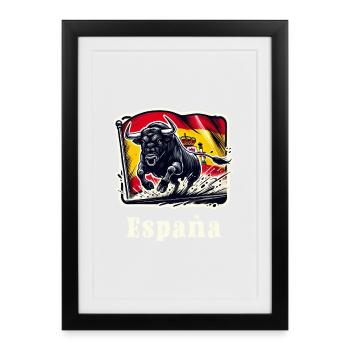 Espagne Drapeau Taureau Design - Affiche encadrée (27 × 37 cm) - noir - Devant