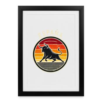 Espagne Taureau Design - Affiche encadrée (27 × 37 cm) - noir - Devant