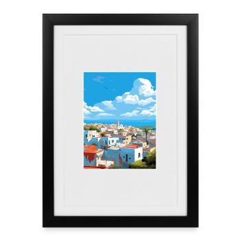 Rabat Maroc Affiche de voyage Peinture Souvenir WPA - Affiche encadrée (27 × 37 cm) - noir - Devant