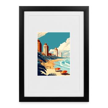 Durban Afrique du Sud Affiche de voyage vintage souvenir - Affiche encadrée (27 × 37 cm) - noir - Devant
