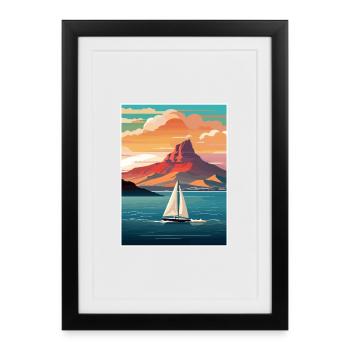 Cape Town Afrique du Sud Affiche de voyage Souvenir WPA - Affiche encadrée (27 × 37 cm) - noir - Devant