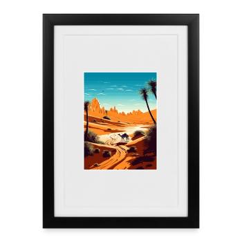 Sahara Désert Afrique Voyage Affiche Souvenir WPA - Affiche encadrée (27 × 37 cm) - noir - Devant