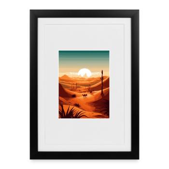 Sahara Désert Afrique Voyage Affiche Souvenir WPA - Affiche encadrée (27 × 37 cm) - noir - Devant