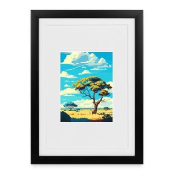 Affiche de voyage du parc national Kruger en Afrique du Sud - Affiche encadrée (27 × 37 cm) - noir - Devant