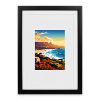 Cape Town Afrique du Sud Affiche de voyage Souvenir WPA - Affiche encadrée (27 × 37 cm) - noir - Devant