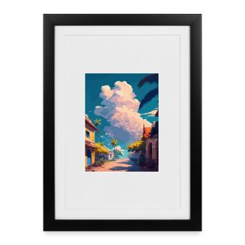 Hue Vietnam Travel Poster Souvenir Postcard Paint - Framed poster (27 × 37 cm) - black - Front
