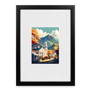 Stellenbosch Afrique du Sud Affiche de voyage souvenir - Affiche encadrée (27 × 37 cm) - noir - Devant