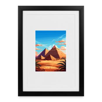 Cairo Egypt Great Pyramids Of Giza Travel Poster - Framed poster (27 × 37 cm) - black - Front