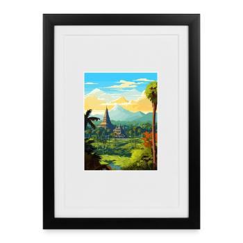 Indonesia Travel Poster Souvenir Postcard Painting - Framed poster (27 × 37 cm) - black - Front