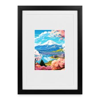Japan Tokyo Travel Poster Souvenir Postcard Paint - Framed poster (27 × 37 cm) - black - Front
