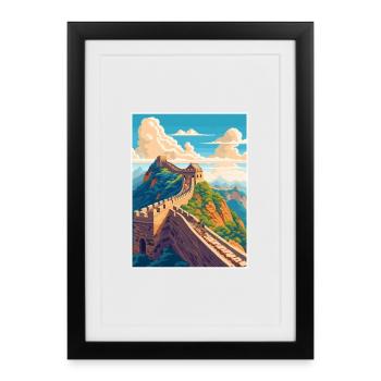 Great Of China Travel Poster Souvenir Painting WPA - Framed poster (27 × 37 cm) - black - Front