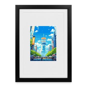 Japon Tokyo Voyage Affiche Souvenir Carte Postale Peinture - Affiche encadrée (27 × 37 cm) - noir - Devant