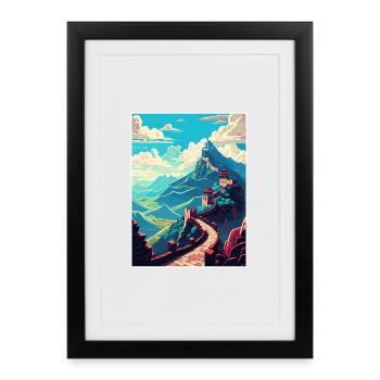 Great Wall Of China Travel Poster Souvenir Paint - Framed poster (27 × 37 cm) - black - Front