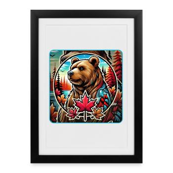 Canada bear nature design - Framed poster (27 × 37 cm) - black - Front