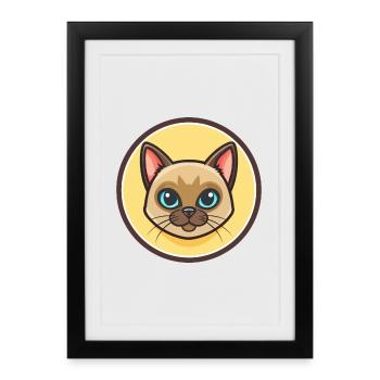 Burmese Cat Breed Cartoon Kawaii Animal Pet - Framed poster (27 × 37 cm) - black - Front