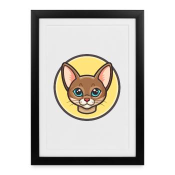 Havana Brown Cat Breed Cartoon Kawaii Animal Pet - Framed poster (27 × 37 cm) - black - Front