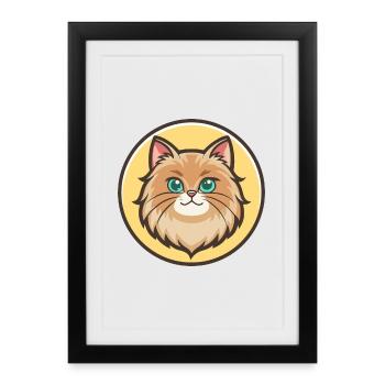 British Longhair Cat Breed Cartoon Kawaii Animal - Framed poster (27 × 37 cm) - black - Front