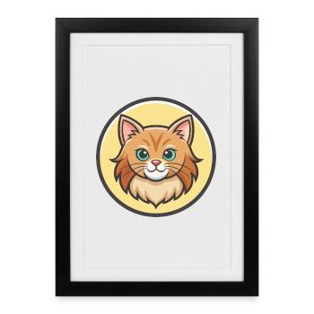 Ginger Longhair Cat Breed Cartoon Kawaii Animal - Framed poster (27 × 37 cm) - black - Front