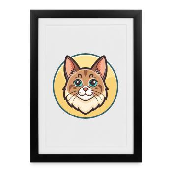 Karelian Bobtail Cat Breed Cartoon Kawaii Animal - Framed poster (27 × 37 cm) - black - Front