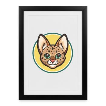 Savannah Cat Breed Cartoon Kawaii Animal Pet - Framed poster (27 × 37 cm) - black - Front