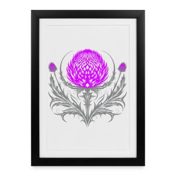 Distel Tattoo Scottish Thistle Botanical Art - Framed poster (27 × 37 cm) - black - Front