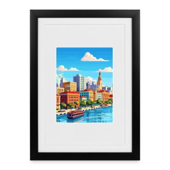 Rosario Argentina Travel Poster Souvenir Paint WPA - Framed poster (27 × 37 cm) - black - Front
