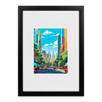 Sao Paulo Brazil Travel Poster Souvenir Paint WPA - Framed poster (27 × 37 cm) - black - Front